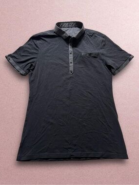 Lululemon shirt men’s medium black short sleeve slim fit preppy